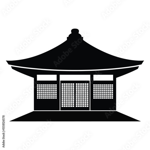 Silhouette of a Traditional Japanese Pagoda