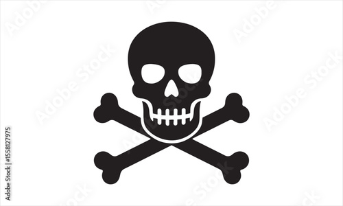 Skull and Crossbones Icon – Danger Symbol Silhouette Vector