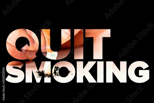 Quit smoking message on a black background