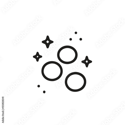 Mystery lights icon with shiny circles and stars showcasing a cosmic enigma. Suitable for science fiction and mystical themed designs.