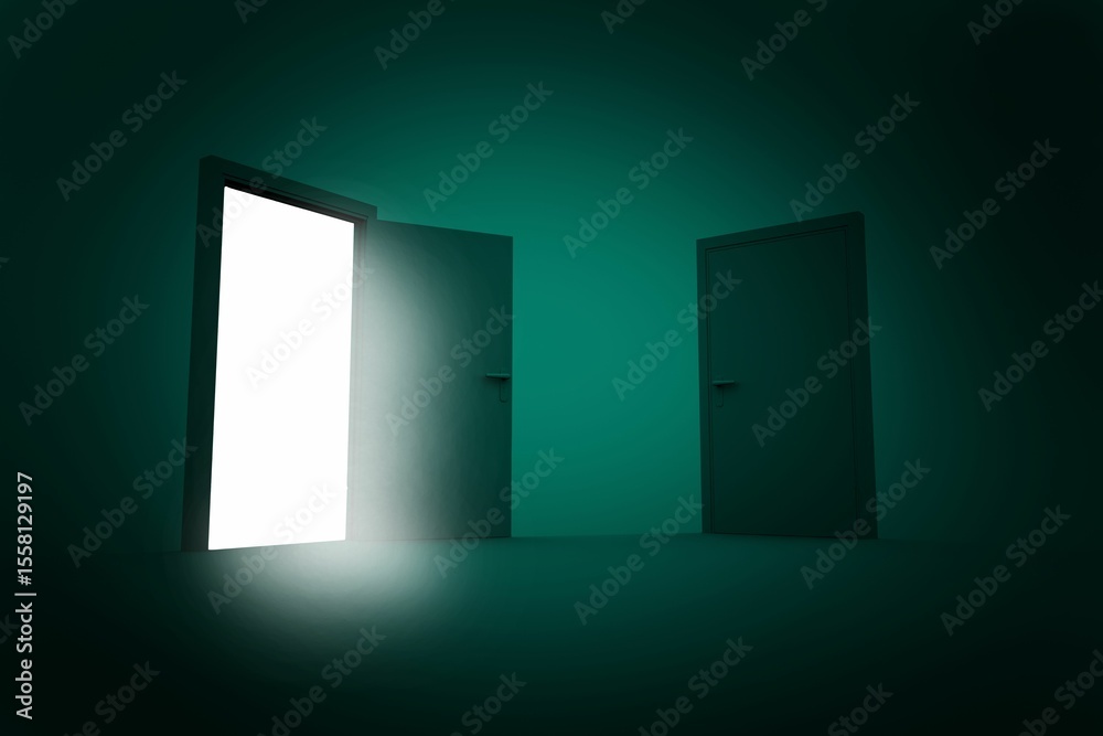 Naklejka premium Light coming in from open door