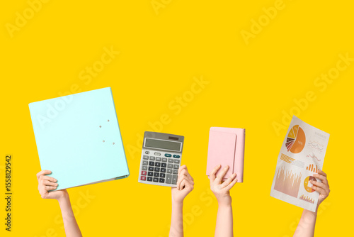 Female hands with financial...