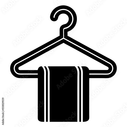 Towel Hanger Icon Vector – Generative AI & Linocut Silhouette Design