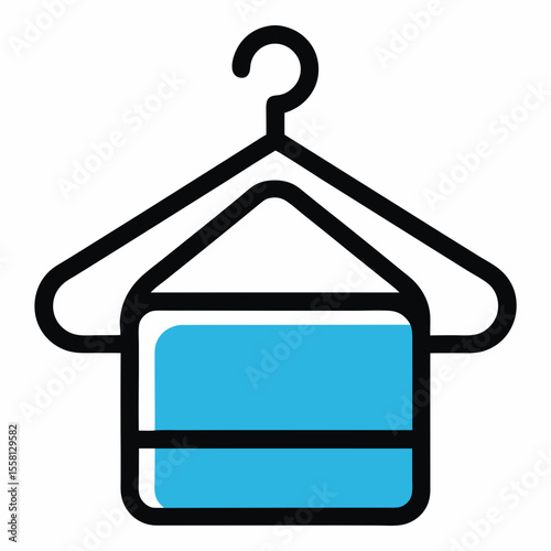 Towel Hanger Icon Vector – Generative AI & Linocut Silhouette Design