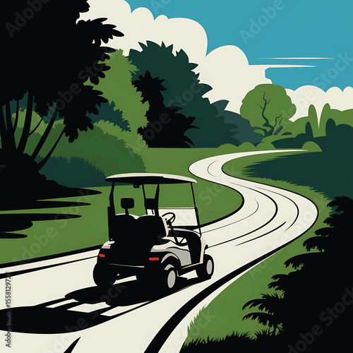 Golf Auto car art design illustration stock photos