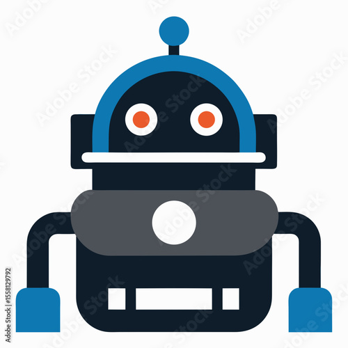 Vacuum Robot Icon Vector | Generative AI Linocut Silhouette Design