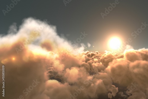 Scenic view of orange sun over clouds during sunset