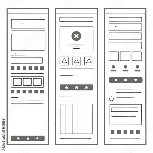 UI/UX wireframe vector set