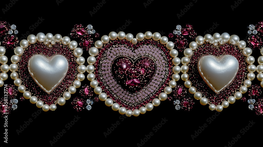 Cute Background Wallpaper with Hearts and Pearls Cute Background Wallpaper with Hearts and Pearls