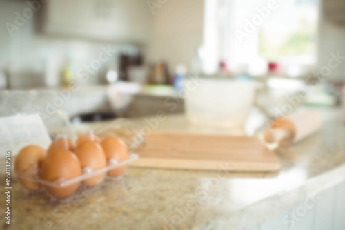 Eggs on counter in kitchen