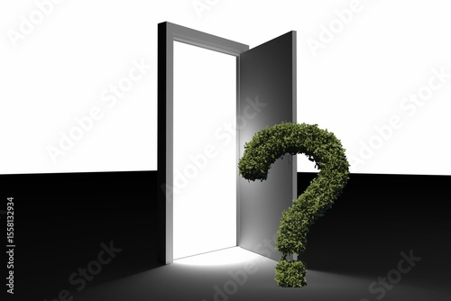 Question mark of topiary at doorway