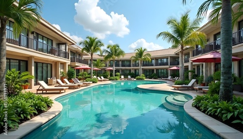 Wallpaper Mural swimming pool with palm trees Torontodigital.ca