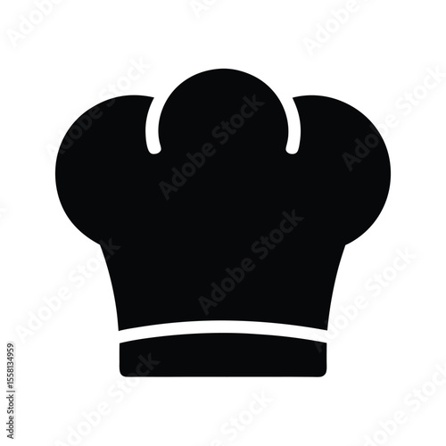 Black Chef Hat Icon Vector Illustration