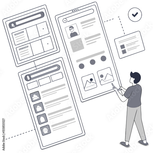 UI/UX wireframe vector set