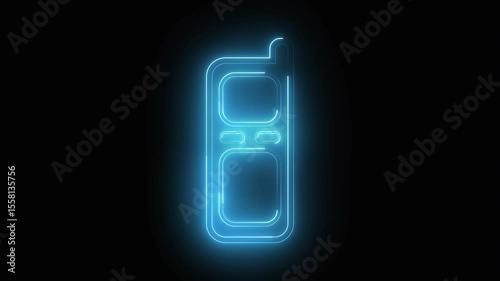 Sky blue color home phone neon light sign vector. Glowing bright icon Home phone sign. transparent symbol illustration.