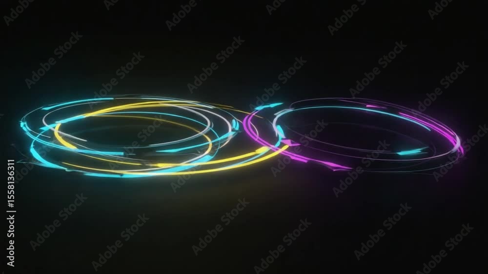 Colorful Neon Rings on Black Background Colorful Neon Rings on Black Background