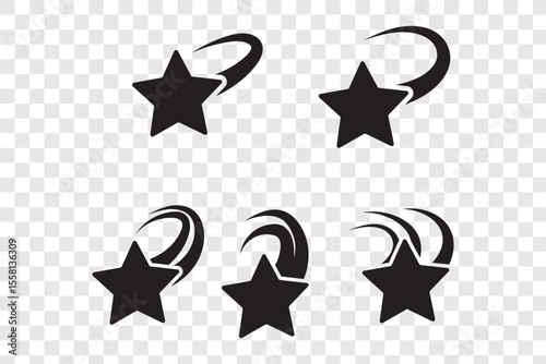 Falling Star Icons – Collection of Falling Star Symbol Silhouettes