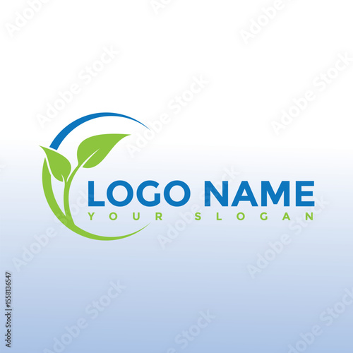 green leaf nature vector logo design,