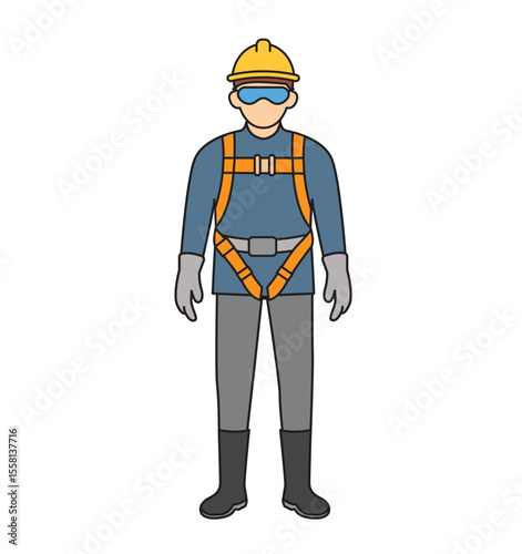 Personal Protect Equipment, safety harness , construction vector