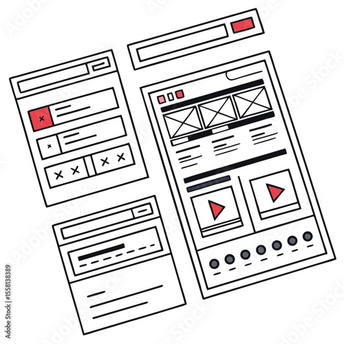 UI/UX wireframe vector set
