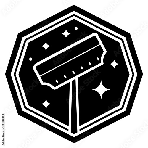 Window Cleaning Sponge Icon – Generative AI Vector & Linocut Silhouette Design