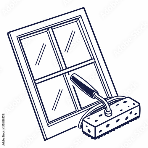 Window Cleaning Sponge Icon – Generative AI Vector & Linocut Silhouette Design