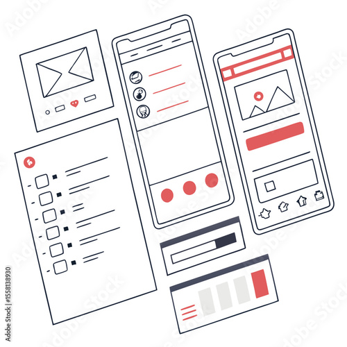 UI/UX wireframe vector set