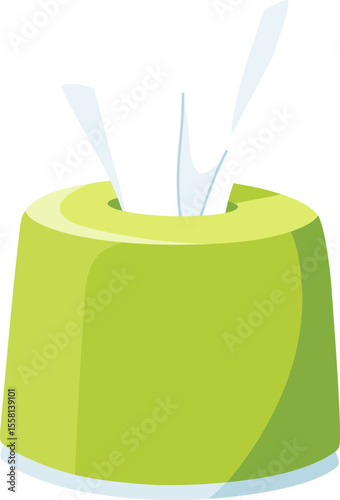 Green Round Tissue Roll Unfolding

