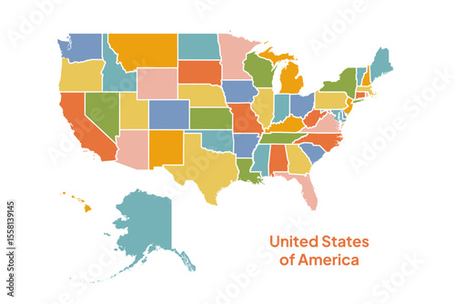 Colorful map of USA, United States Of America vector illustration