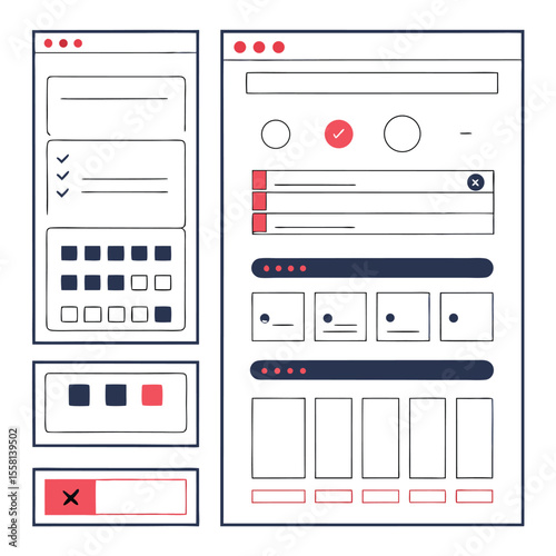 UI/UX wireframe vector set