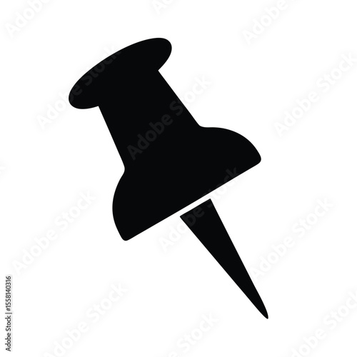 Black Push Pin Icon Vector Illustration