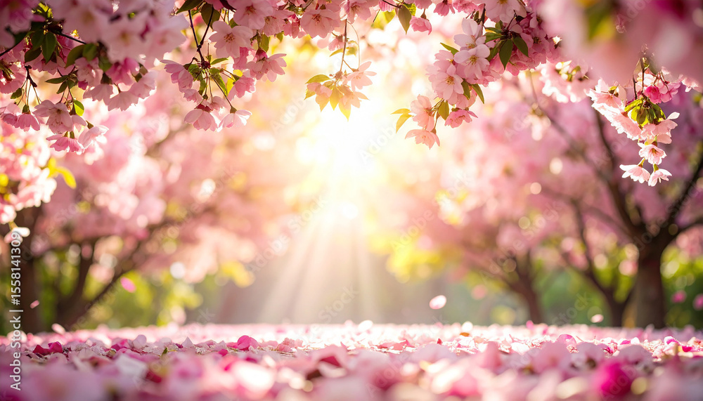 Obraz premium Abstract flower canopy with sunlight piercing through.