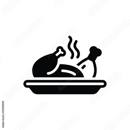Black solid icon for meat