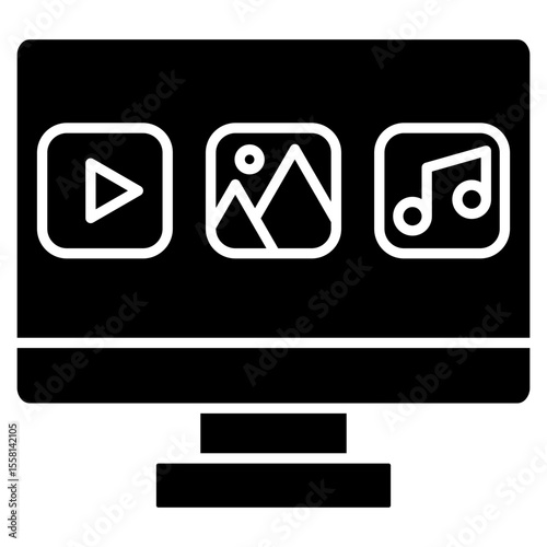 Media Glyph Icon Element For Design