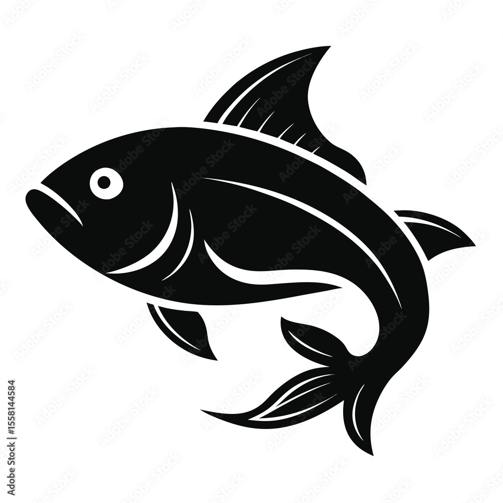 Obraz premium Isolated Shing fish silhouette vector illustration