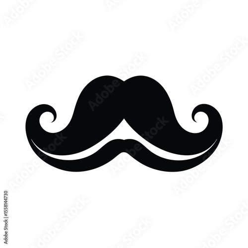 Curly Mustache Icon Vector Illustration