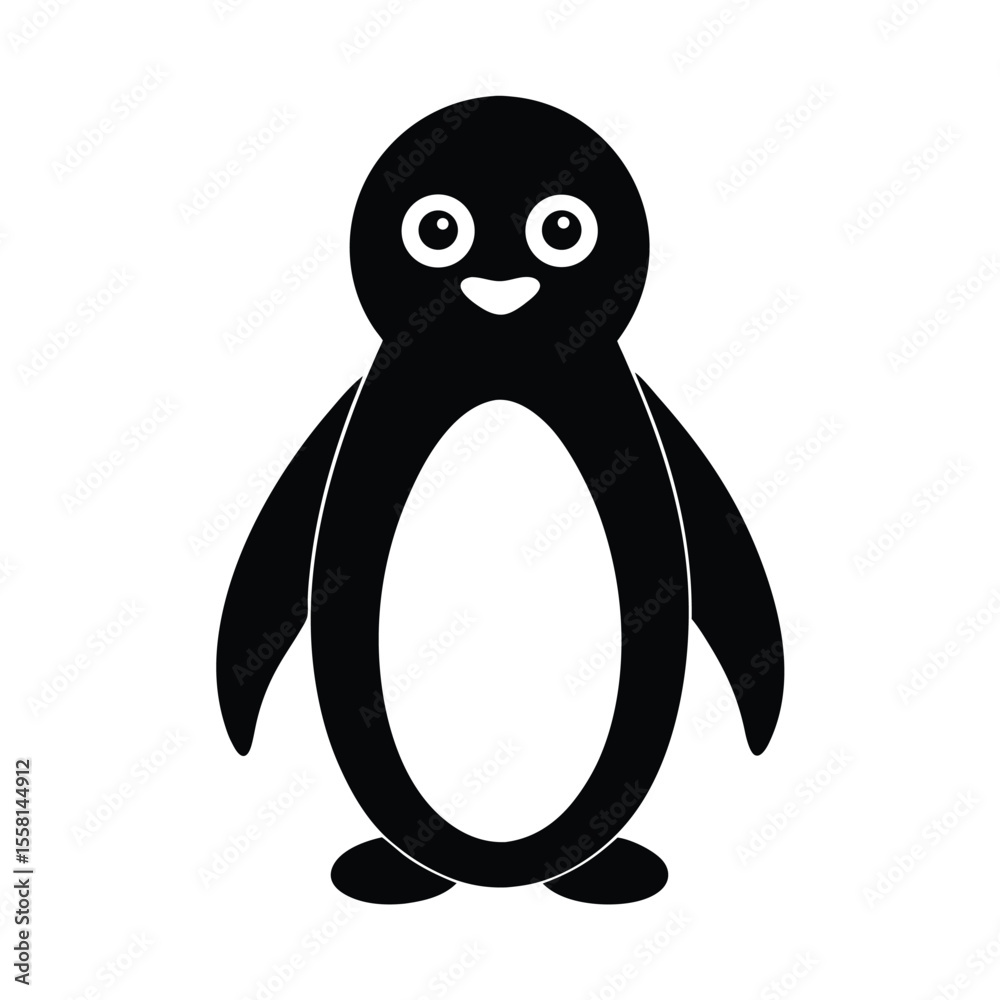 Fototapeta premium Cute Black Penguin Icon Vector Illustration