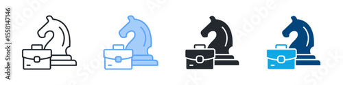 Strategy Icon Set Multiple Style. Designed In Outline, Blue, Glyph, Dual Tone