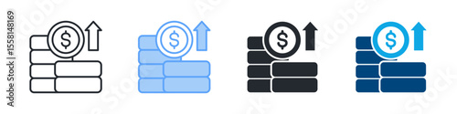Profit Icon Set Multiple Style. Designed In Outline, Blue, Glyph, Dual Tone