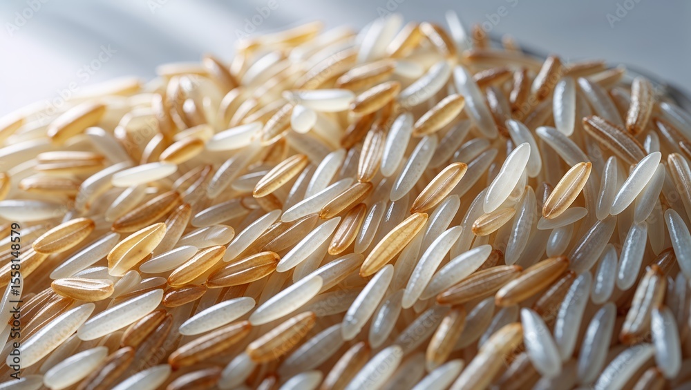 Obraz premium Detailed Macro Pile of Long Grain Brown and White Rice Grains