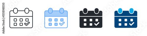 Deadline Icon Set Multiple Style. Designed In Outline, Blue, Glyph, Dual Tone