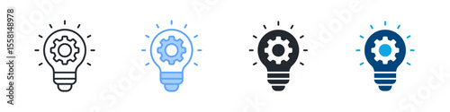Innovation Icon Set Multiple Style. Designed In Outline, Blue, Glyph, Dual Tone