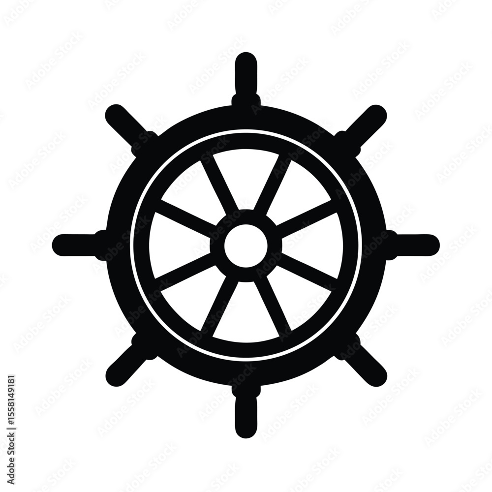Obraz premium Ship Wheel Icon Vector Illustration