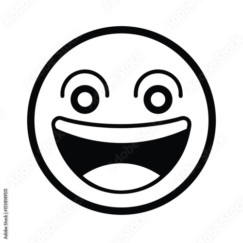Smiling Face Open Mouth Icon Vector Illustration