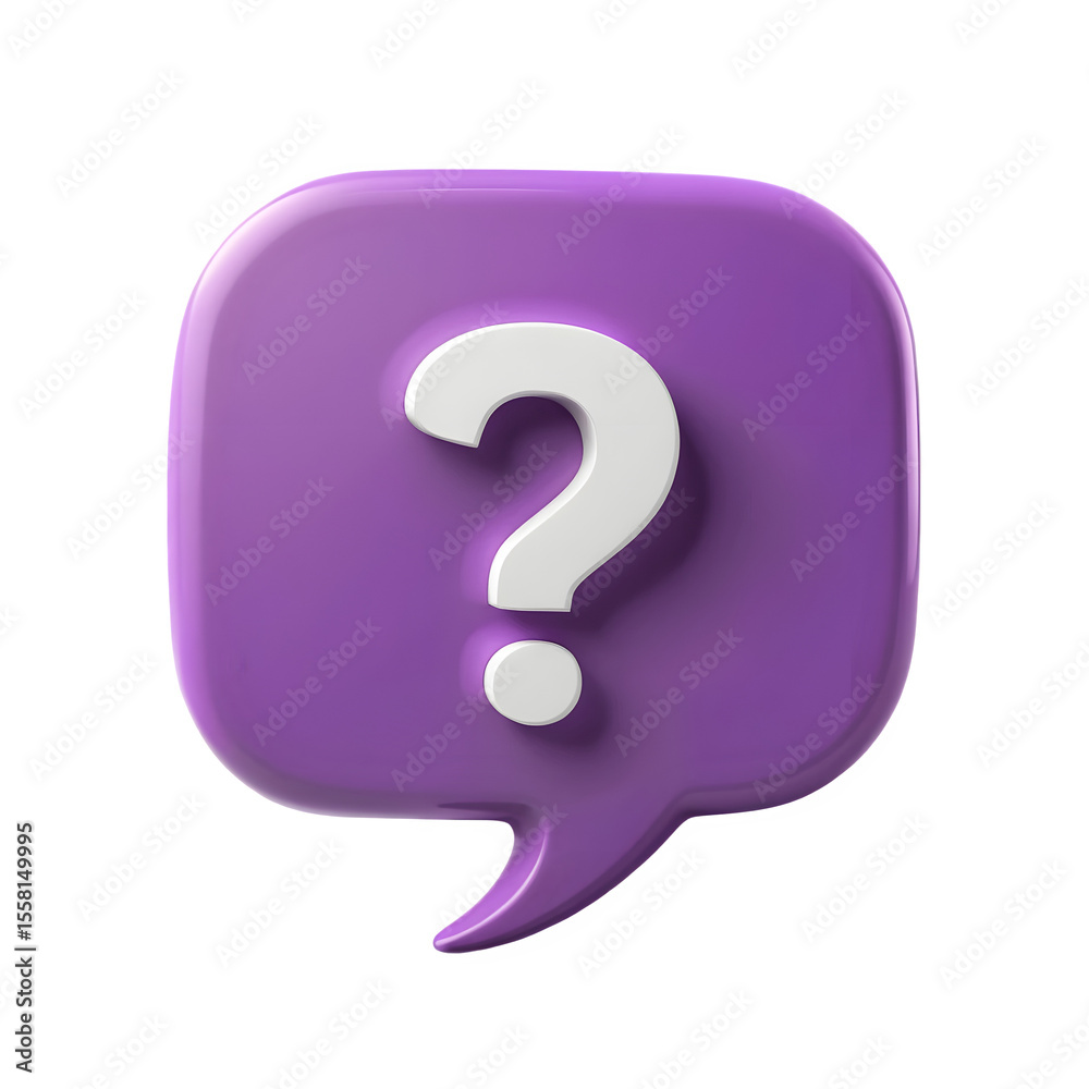 3D Purple Speech Bubble with White Question Mark Icon Isolated on Transparent Background PNG, Glossy Help Symbol for FAQ, Chat, Inquiry, and Support Design 3D Purple Speech Bubble with White Question Mark Icon Isolated on Transparent Background PNG, Glossy Help Symbol for FAQ, Chat, Inquiry, and Support Design