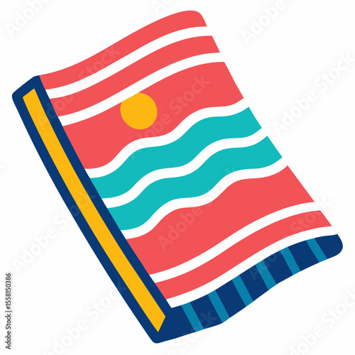 Beach Towel Icon Vector | Generative AI & Linocut Silhouette Design