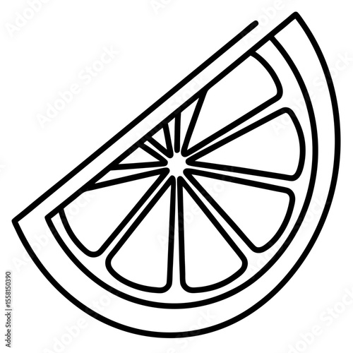 Citrus Slice Icon – Generative AI Vector & Linocut Silhouette Design for Microstock
