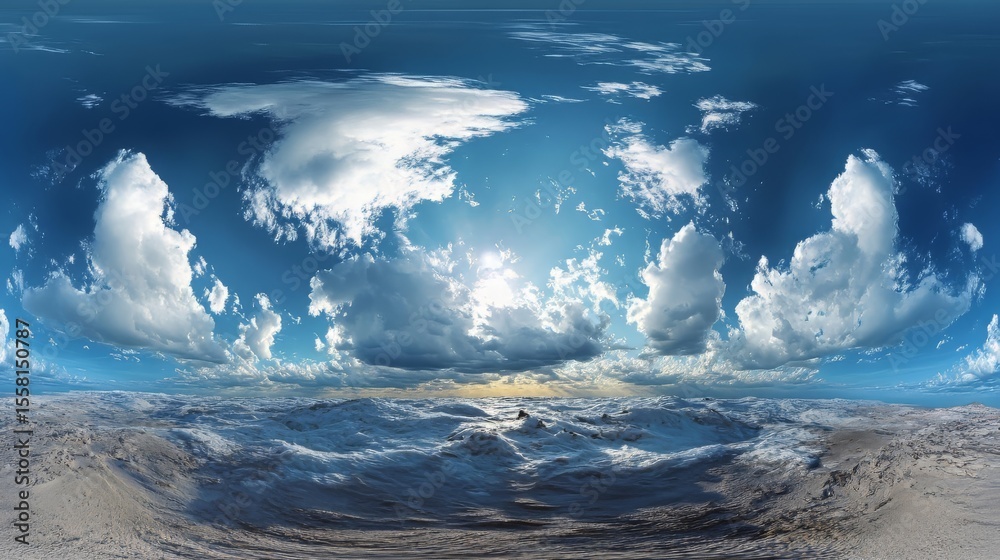 Fototapeta premium Panorama of a blue sky with white clouds as a background