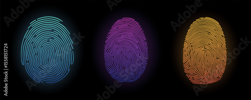 Fingerprint icon set. Touch id icon finger vector in gradient style isolated on background