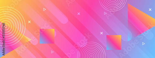 Abstract geometric design with vibrant gradients. Perfect for modern branding, digital backgrounds, or artistic projects needing a dynamic visual impact.